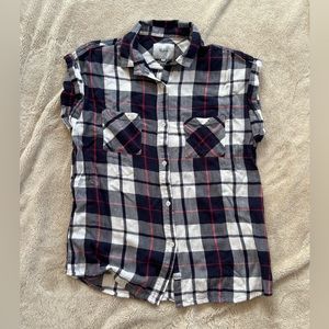 Rails Britt Short Sleeved Button Down Plaid Top